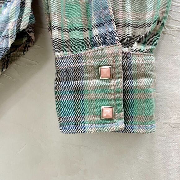 Vintage Guess Plaid Western Shirt Medium Womens Guess Snaps Button Down Shirt M - Picture 8 of 16